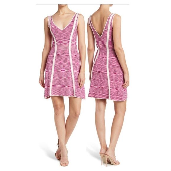 AS by DF St. Tropez Knit Deep V Neck Line Fit-&-Flare Mini Dress Size Medium NEW - Picture 6 of 10